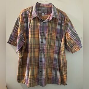 The Territory Ahead Men's XXL Madras Plaid Button Down Short sleeve Casual Shirt